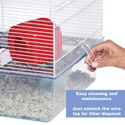 MidWest Homes for Pets Brisby Hamster Cage, Large Two-Level Small Animal Habitat with 6.5-Inch Exercise Wheel, Plastic Base, Wire Top, White, 100-BY