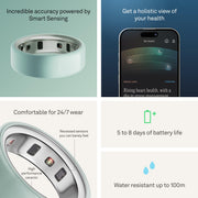 Oura Ring 4 Ceramic Tide Smart Health Tracker Ring, Water Resistant, Long Battery Life, Size 12, JZ90-57461-12