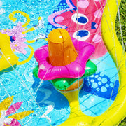 Banzai Jr. Splish Splash Inflatable Water Park for Toddlers with Whale Slide, Dolphin Rider, Starfish Toss Rings, Rainbow Canopy, Multicolor