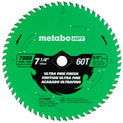 Metabo HPT 7-1/4-In Circular Saw Blade, 60-Tooth Tungsten Carbide, PTFE Coating, Laser-Cut Expansion Slots, Thin Kerf, 115760M