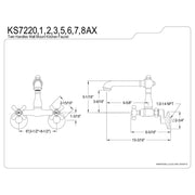 Kingston Brass English Country Wall Mount Kitchen Faucet Adjustable Center Polished Nickel 6-Inch KS7226AX
