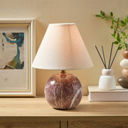 Home Dcor Collection Accent Table Lamp, Dark Red Marble Ceramic Base, Linen Empire Shade, 12.5 in, UBD666170517034