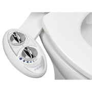 LUXE Bidet W85 Fresh Water Dual-Nozzle Self-Cleaning Non-Electric Bidet Attachment, Pearl Grey on White