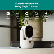 Arlo VMC2073-1WMNAS Essential Indoor Pan Tilt Security Camera (2025 Release) HD Video, Wired Plug-In Power, 2-Cam