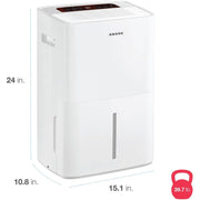 Amana AMND501AW 50-Pint Portable Dehumidifier for Basement, Bedroom, Attic, Garage, 115V, with 3 Speeds, White