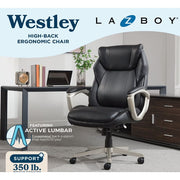 La-Z-Boy Westley Big & Tall Executive Office Chair With Active Lumbar Support, black