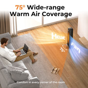 Happinter Patbrela 25-Inch Ceramic Space Heater, 1500W, 4 Heat Settings, Remote Control, 75 Oscillation, ECO Mode, 12H Timer, Quiet Operation