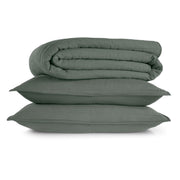 Allswell Linen Blend Quilt Set, Breathable Cotton-Linen, Flagstone Green, King/California King, 3-Piece
