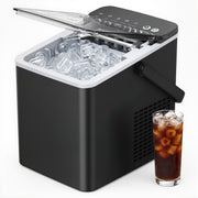 Simzlife Portable Countertop Ice Maker, 26 lb Daily Output, 9 Bullet Ice Cubes in 6 Minutes, Small and Large Ice Sizes, Self-Cleaning, 1.1L Water Tank, Black, IM021-B1BL