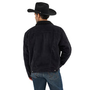 Wrangler Men's Sherpa Lined Corduroy Jacket, Water Resistant, Caviar, Large, 100% Cotton, 112367604