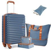 Smicure Carry On Luggage Set, 5 Piece, Hardside Lightweight Suitcase with 360 Spinner Wheels, Duffel Bag, Travel Backpack, Packing Organizers, Blue, 19451217356