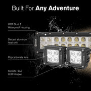 YADA Elevate Off-Road UTV Lighting Combo Kit, 12-Inch LED Light Bar with Spot and Flood Beams, 2 x 4-Inch Pod Lights, Black, 75W