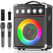 JYX TX05 Karaoke Machine, Portable Bluetooth Speaker with 2 Microphones, Karaoke Party Speaker