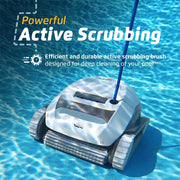 Dolphin Robotic Automatic Pool Cleaner with Active Scrubbing Brush, White and Black, for Above-Ground Pools up to 30ft, Explorer E10