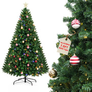 AUOSHI 7.5 FT Prelit Artificial Christmas Tree with 1600 Branch Tips, 380 LED Lights, 11 Lighting Modes, Remote Control, Iron Stand, 24 Ornaments, Gold Tree Topper