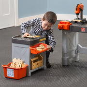 Step2 489099 Play Workshop & Utility Bench, Kids Pretend Play Workbench - Grey, Orange