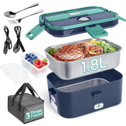 Livhil Electric Lunch Box Food Heater, 60W Fast Heating, 1.8L Stainless Steel Container with 0.45L Separate Compartment