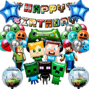Cymylar Miner Crafting Foil Balloons, 25pcs Multicolor Pixel Video Game Theme, 33-Inch