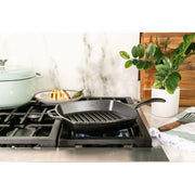 Lodge 10.25 Inch Square Seasoned Cast Iron Grill Pan, Dual Handles, Nonstick Surface