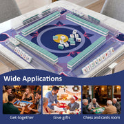 LAZORA American Mahjong Table Mat with Non-Slip Rubber Base, Transparent Acrylic Pushers, Purple, Gift Box