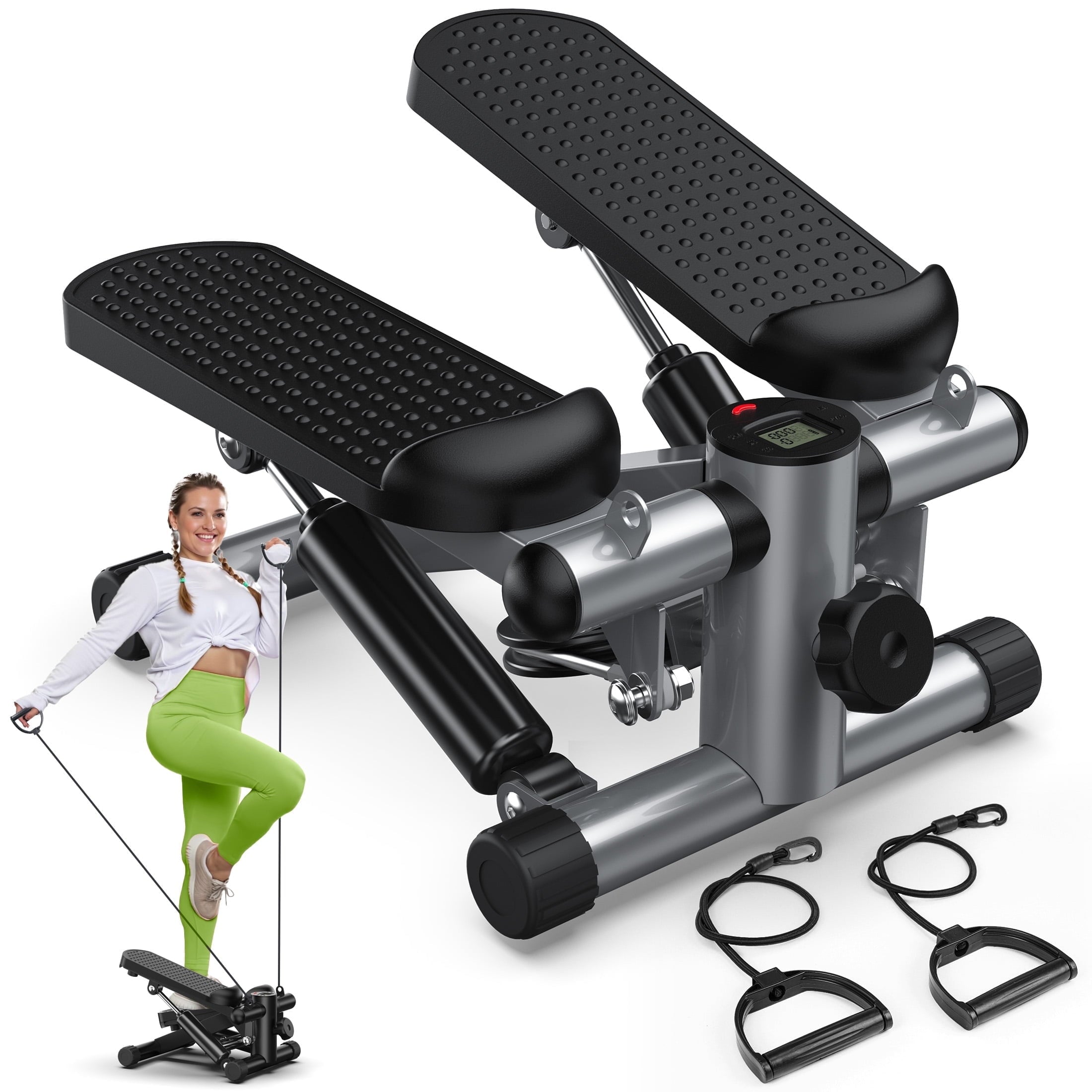 EDX Mini Stepper with Adjustable Resistance, Digital Display, Silver ...