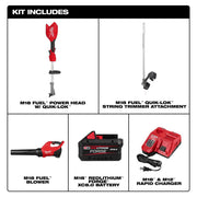Milwaukee 3031-21 M18 FUEL 18-Volt 16 in. Brushless Cordless Electric QUIK-LOK String Trimmer/Blower Combo Kit w/8.0 Battery (2-Tool)