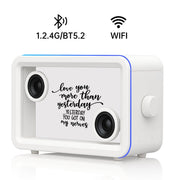 AEEZO L1-White Bluetooth Speaker, HD Sound Hi-Fi Soundbar, Transparent Glass Screen with Dynamic Floating Lyrics, S, White