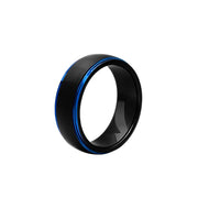 Brilliance Fine Jewelry TG14975/9 Men's Black & Blue Tungsten Satin Finish Step Edge