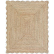 KLAVATE Natural Jute Hand Braided Scalloped Wave Edge Farmhouse Area Rug, White, 8 ft x 10 ft, Reversible
