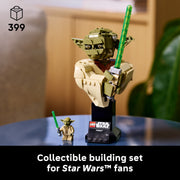 LEGO Star Wars Attack of the Clones Yoda Bust Building Set with Lightsaber, Display Stand, 399 Pieces, 75438