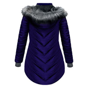 ActionHeat 5V Heated Long Puffer Jacket with Hood for Ladies Indigo M