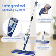 FVSA Spray Mop for Floor Cleaning Wet, with 14 oz Refillable Bottle and 3 Washable Microfiber Pads, Blue
