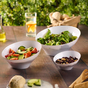 Plasticpro Angled White Plastic Serving Bowls with Gold Rim, Disposable Small Bowls, Pack of 8