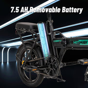 HITWAY BK5 16 Inch Electric Bike, 36V 250W Powerful Folding Bike with Removable Lithium Battery, LED Light, Black