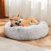 CONCETTA Fluffy Donut Dog Bed, 37 Inch, Large, Gray, Machine Washable Cover