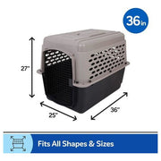 Petmate Vari Plastic Travel Dog Crate, Medium 32 in, Durable Airline-Friendly Carrier, Taupe and Black, 21948
