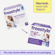Freestyle Total Chlorine Free Baby Diapers, Hypoallergenic, 14x Better Absorption, Newborn Up to 10 lbs, 56 Count