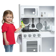 Melissa & Doug 4338 Wooden Chef's Pretend Play Toy Kitchen With Ice Cube Dispenser - Cloud White