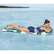 H2OGO Blissful Drifter Fabric Floating Mat, Tropical Inflatable Pool Lounger with Pillow Cushion, Removable Washable UV-Protected Cover, 72 in x 28.5 in, 43731E
