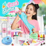 Changqing Slime Making Kit for Girls, DIY Ice Cream-Themed Slime Set with Pink Slime, Molds, and Portable Storage Case