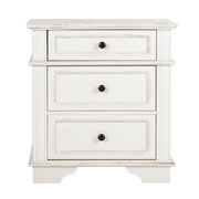 Ktaxon Solid Wood Nightstand with Outlets & USB Ports, 3 Drawer Traditional Cottage Bedside Table, Wash White
