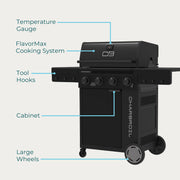 Charbroil Performance Series FlavorMax 4-Burner Gas Grill Cabinet with Sear Burner, Black, 463348125
