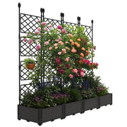 Riedhoff 7AFFX Planter Boxes Set with Trellises, 4 Planter Boxes & 4 Trellises, 65 x 16.2 x 62.99 inch