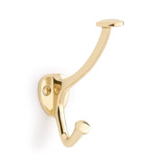Signature Hardware Cavill Brass Double Robe Hook, Polished Brass, Durable Construction, 4.75 in