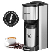 AIRMSEN 900W Single Serve Coffee Maker with Grinder - Stainless Steel