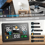 Dream Master Wireless Color Display Digital Temperature Humidity Monitor, Black - Adjustable