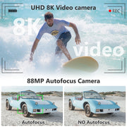 Saneen Mirrorless Camera, 88MP CMOS Sensor, 8K Video, 3-Inch 180 Flip Screen, 18X Digital Zoom, Autofocus, Gunmetal