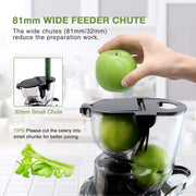 Aeitto ITYS-JS-1127-069 Slow Masticating Juicer Pro, Wide-mouthed 3.2-in Chute Cold Press Juicer, Reverse Function