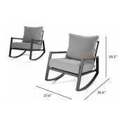 Better Homes & Gardens BH5708811816017 Marlow Outdoor 2pk Patio Rocking Chairs, Black Frame/Gray Cushion