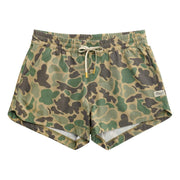 Marsh Wear Women's Fulton Volley Shorts, Mid-Rise, Green Mallard Camo, UPF 40 Sun Protection, 4-Way Stretch, Elastic Waistband with Drawcord, Zipper Back Pocket